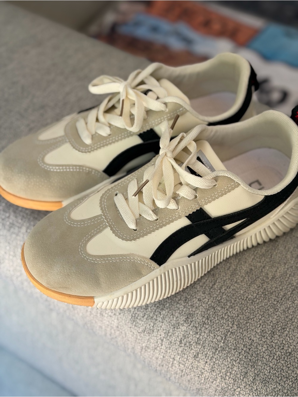Women's Athletic Sneakers in Cream and Black